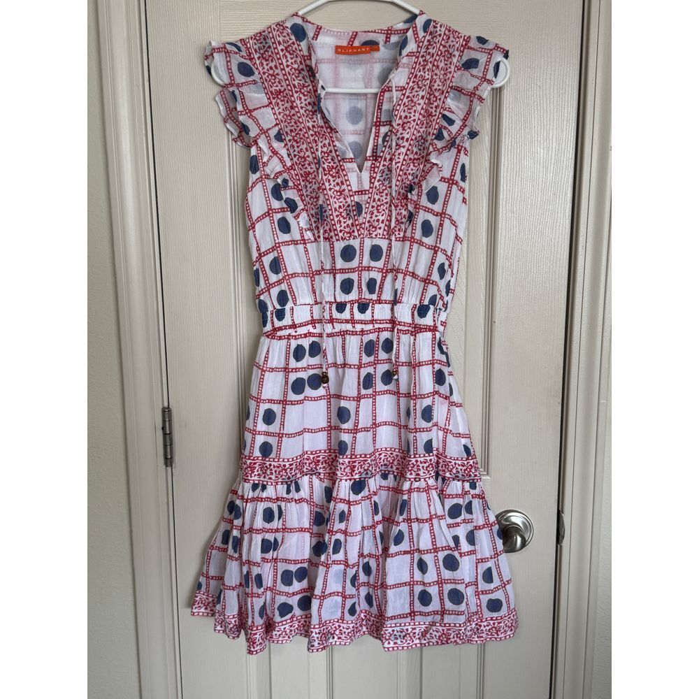 Oliphant Red and White Sleeveless Sundress